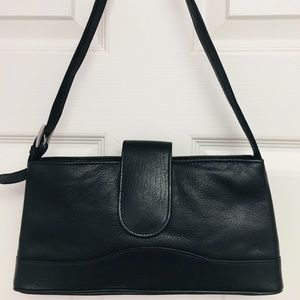 Leather Handbag/Purse - Black, Adjustable Strap